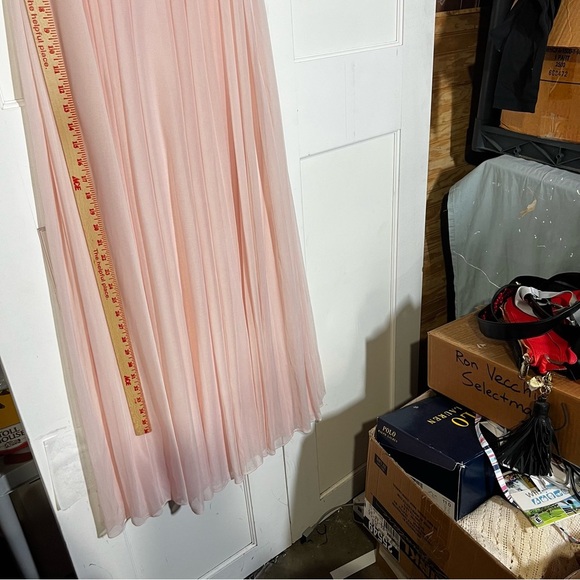 David’s Bridal Flutter Sleeve Cris Cross Mesh Dress Petal Pink Flowy Size 8 NWT - Picture 8 of 16